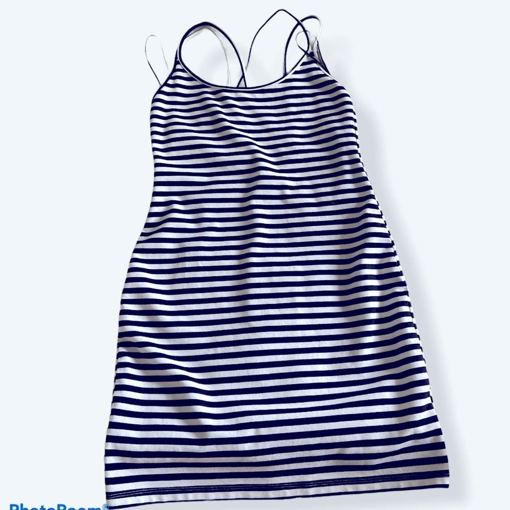 Mini strappy back dress.